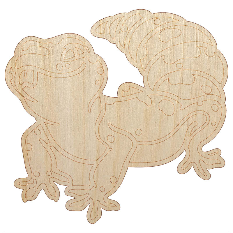 Fat Cute Leopard Gecko Lizard Reptile Unfinished Wood Shape Piece Cutout for DIY Craft Projects