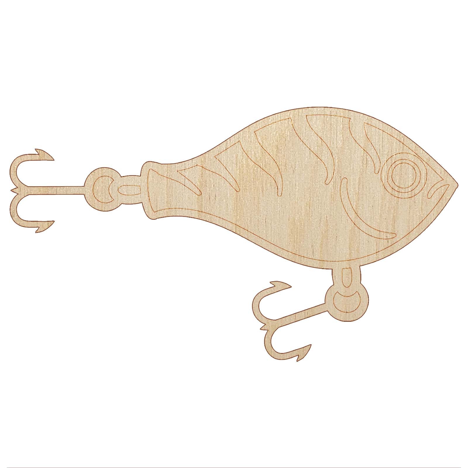 Fishing Lure Unfinished Wood Shape Piece Cutout for DIY Craft