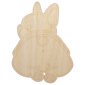 Frenchie from Behind Butt French Bulldog Dog Unfinished Wood Shape Piece Cutout for DIY Craft Projects