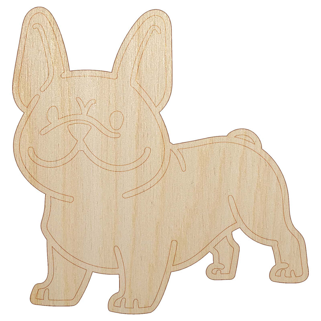 Frenchie Standing French Bulldog Dog Unfinished Wood Shape Piece Cutout for DIY Craft Projects