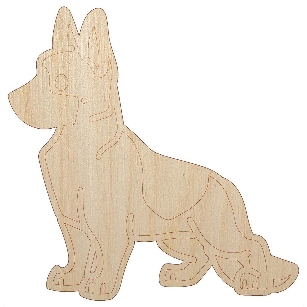 German Shepherd Standing Dog Unfinished Wood Shape Piece Cutout for DIY Craft Projects