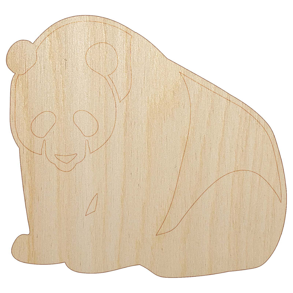 Cute Giant Panda Bear Sitting Unfinished Wood Shape Piece Cutout for DIY Craft Projects