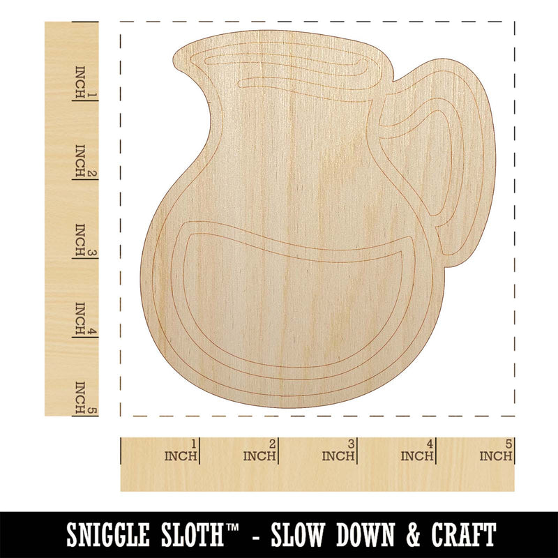 Glass Pitcher with Water Lemonade Unfinished Wood Shape Piece Cutout for DIY Craft Projects