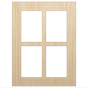 Glass Window Unfinished Wood Shape Piece Cutout for DIY Craft Projects