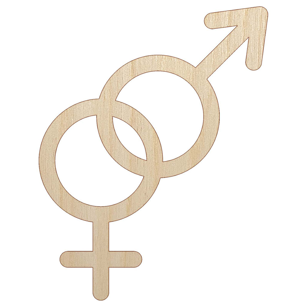 Interlocked Male and Female Sign Heterosexuality Gender Symbol Unfinished Wood Shape Piece Cutout for DIY Craft Projects