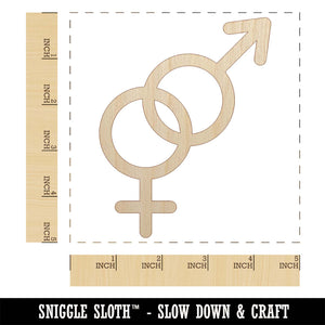 Interlocked Male and Female Sign Heterosexuality Gender Symbol Unfinished Wood Shape Piece Cutout for DIY Craft Projects