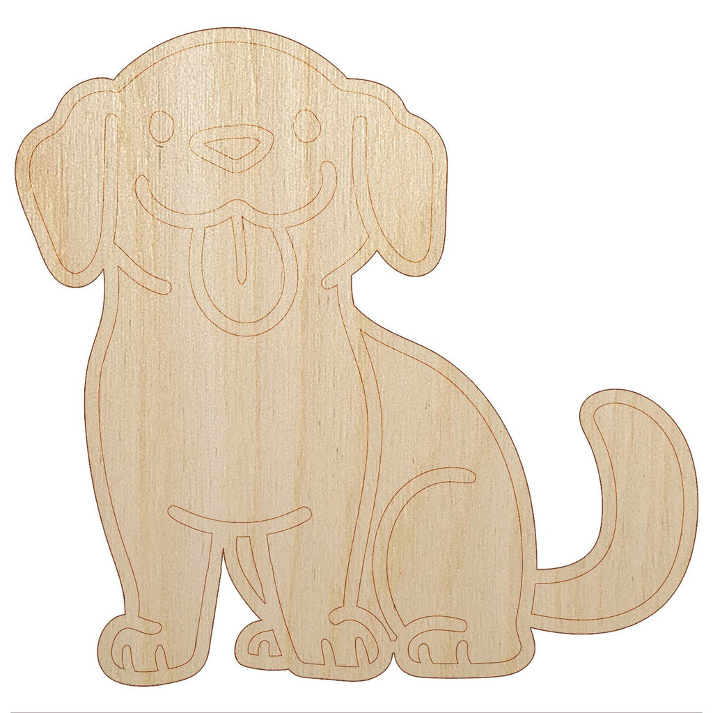 Labrador Retriever Sitting with Tongue Out Dog Unfinished Wood Shape Piece Cutout for DIY Craft Projects