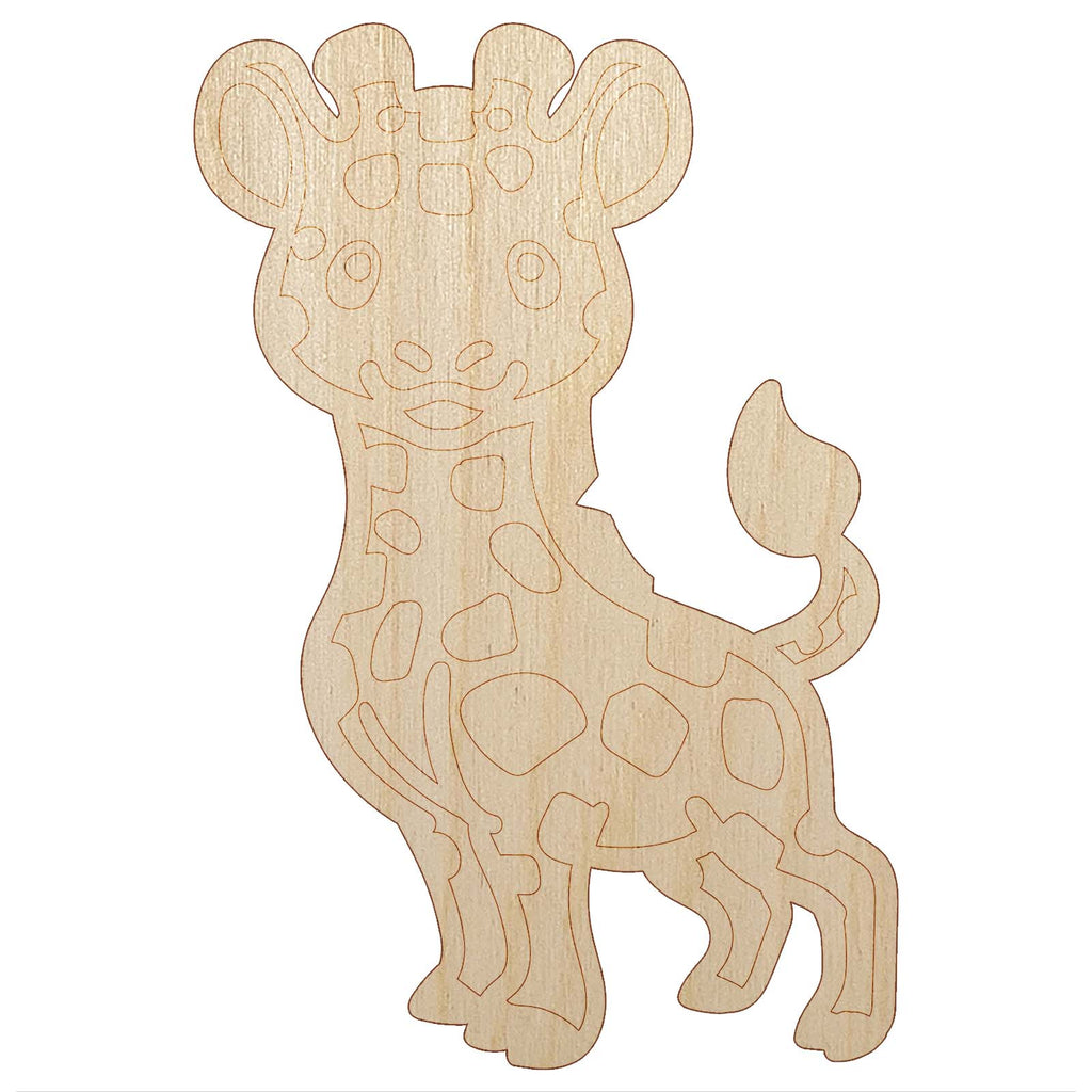 Lovable Giraffe African Zoo Animal Unfinished Wood Shape Piece Cutout for DIY Craft Projects