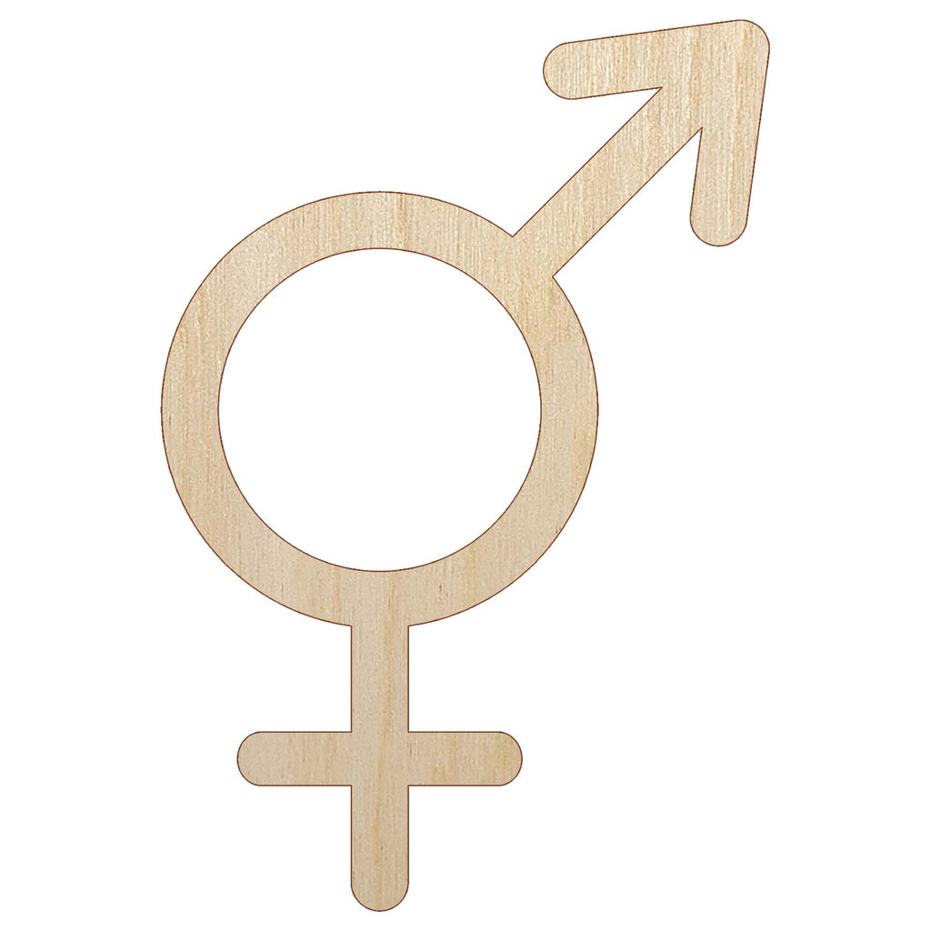 Male and Female Sign Intersex Androgynous Hermaphrodite Gender Symbol Unfinished Wood Shape Piece Cutout for DIY Craft Projects