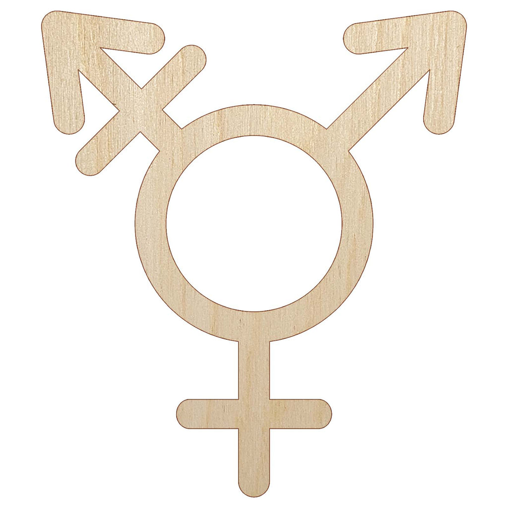 Male with Stroke and Female Sign Transgender Gender Symbol Unfinished Wood Shape Piece Cutout for DIY Craft Projects