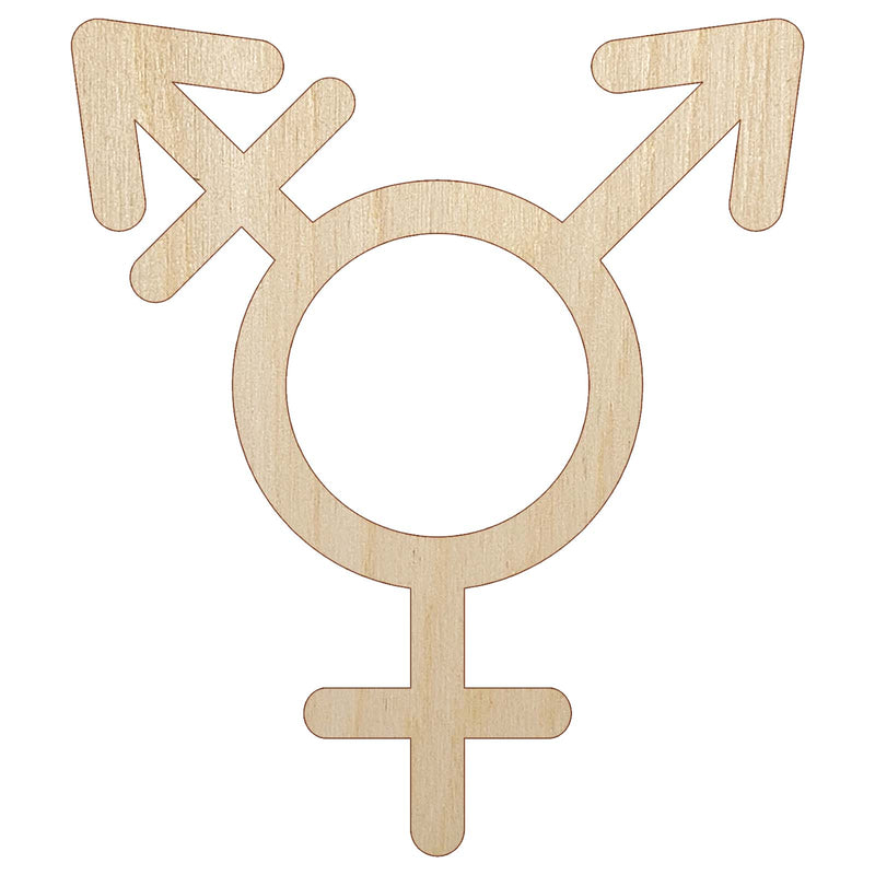 Male with Stroke and Female Sign Transgender Gender Symbol Unfinished Wood Shape Piece Cutout for DIY Craft Projects