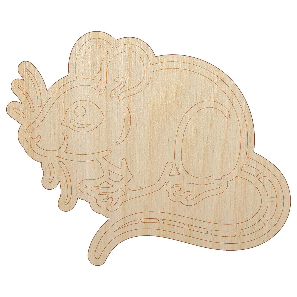 Mouse Rodent Unfinished Wood Shape Piece Cutout for DIY Craft Projects