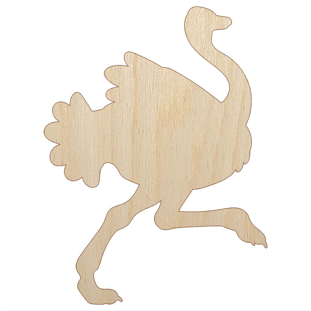 Ostrich Running Unfinished Wood Shape Piece Cutout for DIY Craft Projects