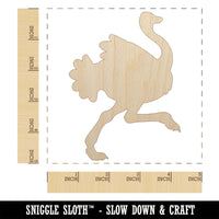 Ostrich Running Unfinished Wood Shape Piece Cutout for DIY Craft Projects