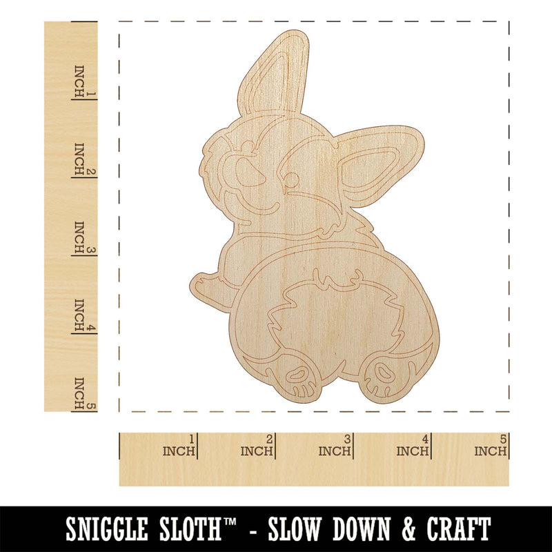 Pembroke Welsh Corgi from Behind Butt Dog Unfinished Wood Shape Piece Cutout for DIY Craft Projects