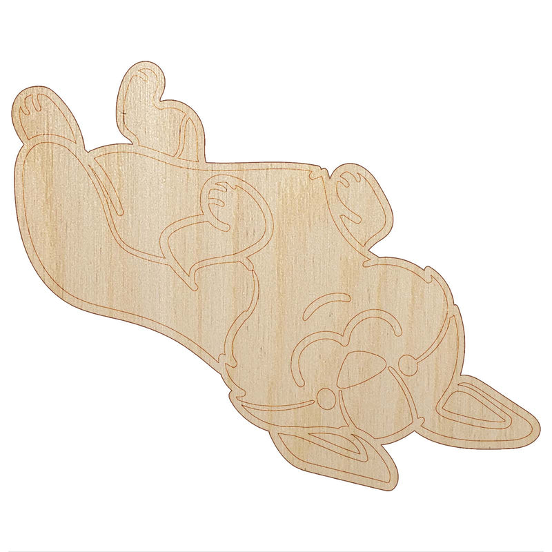 Pembroke Welsh Corgi Laying on Back Dog Unfinished Wood Shape Piece Cutout for DIY Craft Projects