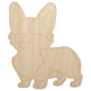 Pembroke Welsh Corgi Standing Dog Unfinished Wood Shape Piece Cutout for DIY Craft Projects