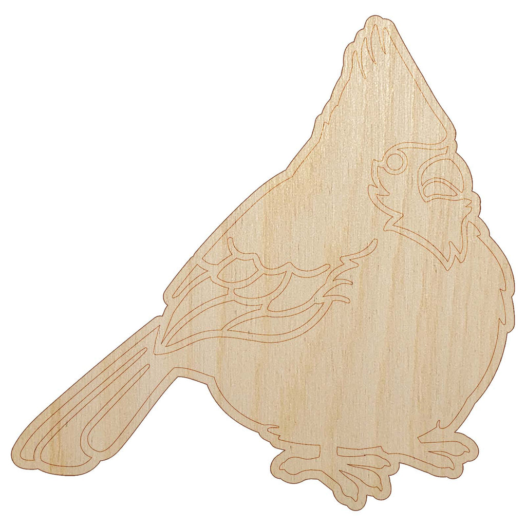 Puffy Cardinal Bird Unfinished Wood Shape Piece Cutout for DIY Craft Projects