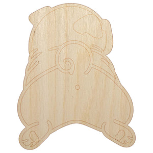 Pug from Behind Butt Dog Unfinished Wood Shape Piece Cutout for DIY Craft Projects