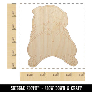 Pug from Behind Butt Dog Unfinished Wood Shape Piece Cutout for DIY Craft Projects