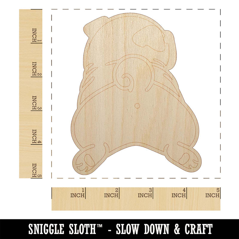 Pug from Behind Butt Dog Unfinished Wood Shape Piece Cutout for DIY Craft Projects