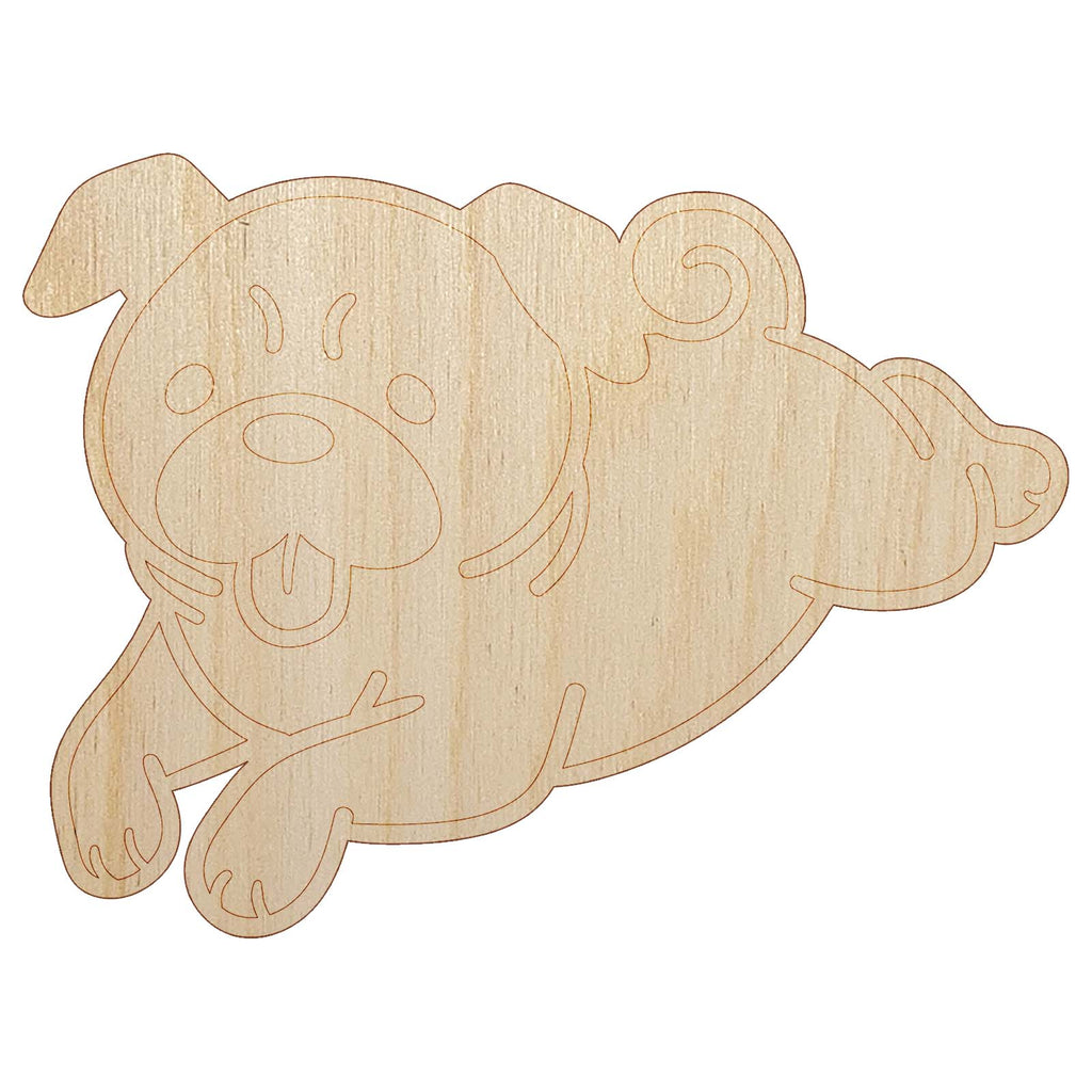 Pug Laying Down Dog Unfinished Wood Shape Piece Cutout for DIY Craft Projects