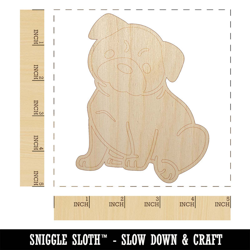 Pug Sitting Dog Unfinished Wood Shape Piece Cutout for DIY Craft Projects
