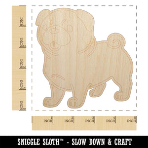 Pug Standing with Tongue Out Dog Unfinished Wood Shape Piece Cutout for DIY Craft Projects