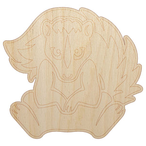 Sweet Skunk Sitting Unfinished Wood Shape Piece Cutout for DIY Craft Projects