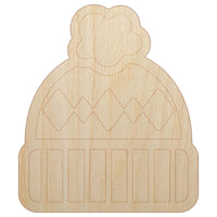 Winter Beanie Hat Unfinished Wood Shape Piece Cutout for DIY Craft Projects