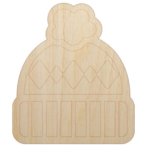 Winter Beanie Hat Unfinished Wood Shape Piece Cutout for DIY Craft Projects