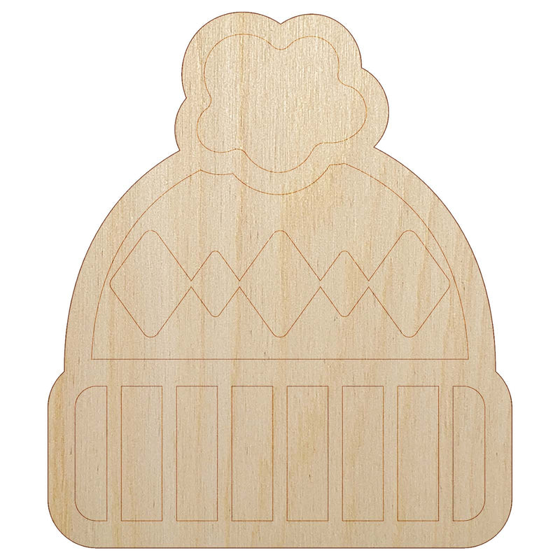 Winter Beanie Hat Unfinished Wood Shape Piece Cutout for DIY Craft Projects