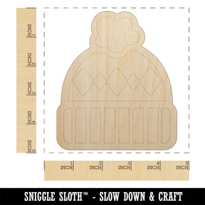 Winter Beanie Hat Unfinished Wood Shape Piece Cutout for DIY Craft Projects