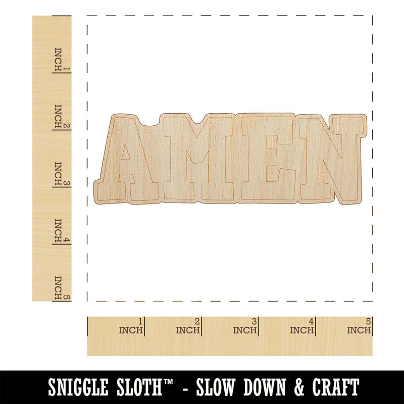 Amen Fun Text Prayer Praying Unfinished Wood Shape Piece Cutout for DIY Craft Projects