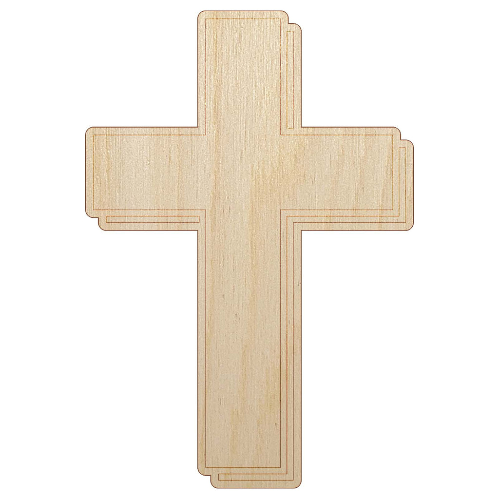 Cross with Shadow Christian Religion Unfinished Wood Shape Piece Cutout for DIY Craft Projects