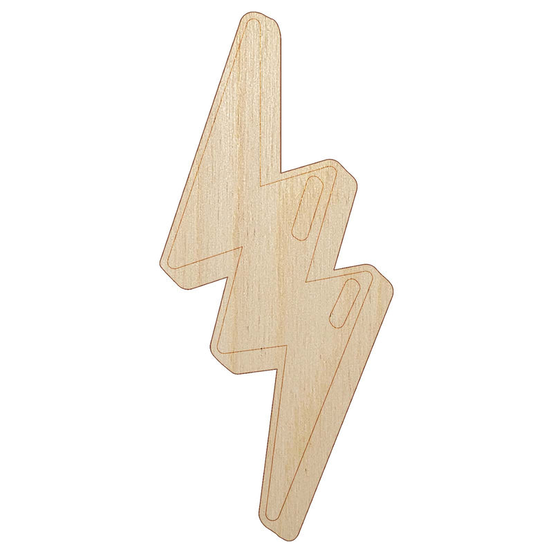 Quirky Lightning Bolt Unfinished Wood Shape Piece Cutout for DIY Craft Projects