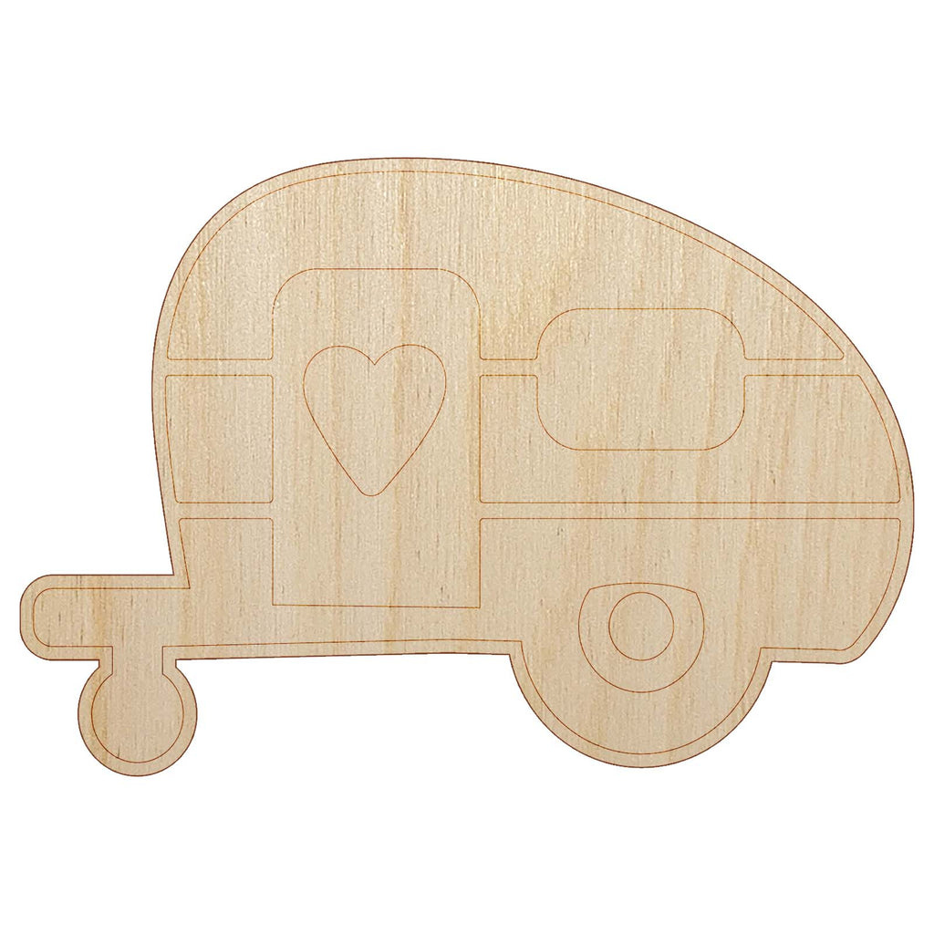 Adorable Little Camper Silhouette Camping Outdoor Life Unfinished Wood Shape Piece Cutout for DIY Craft Projects