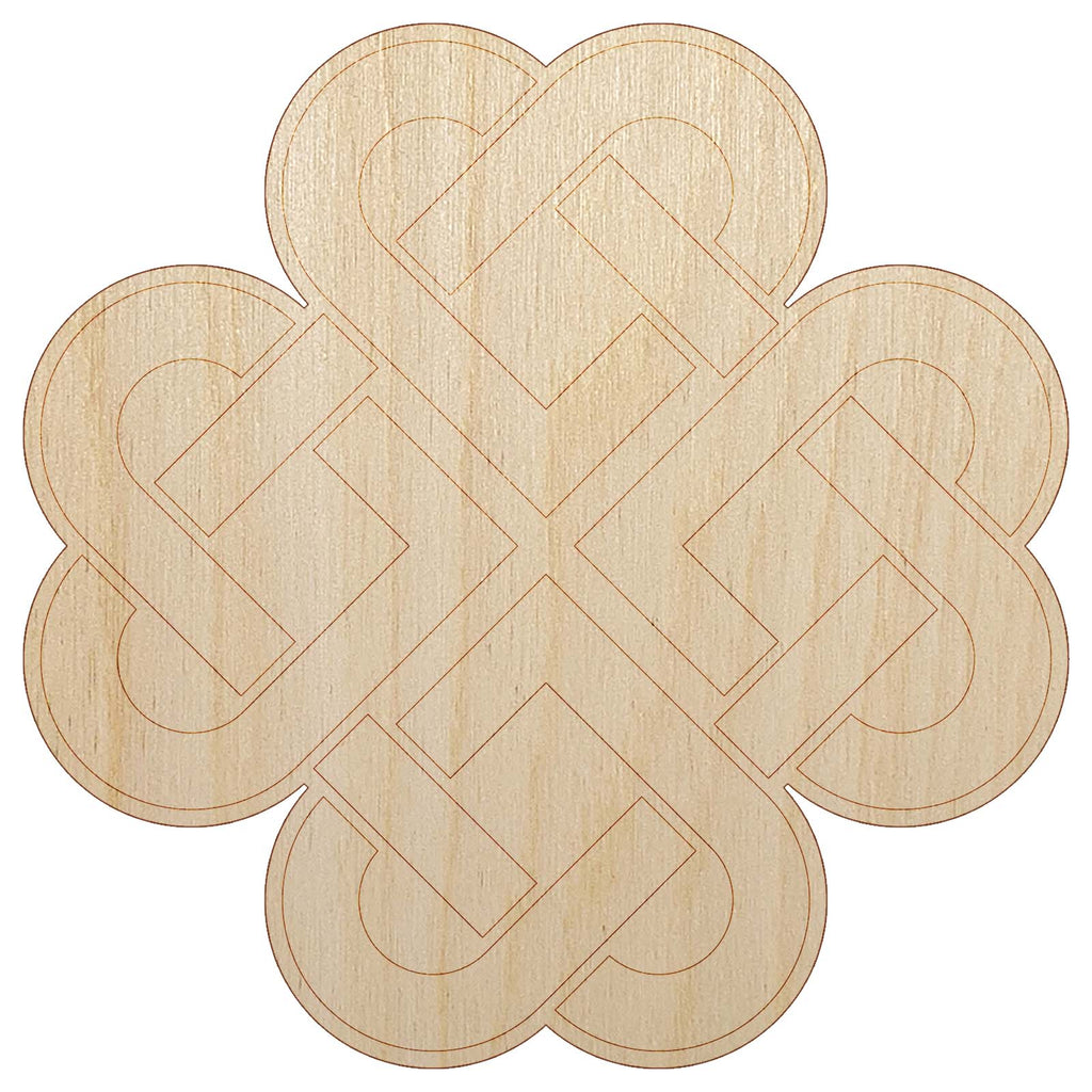 Celtic Shamrock Knot Silhouette Unfinished Wood Shape Piece Cutout for DIY Craft Projects