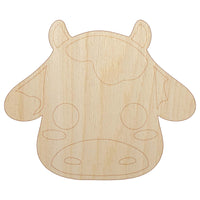 Charming Kawaii Chibi Cow Face Blushing Cheeks Milk Farm Unfinished Wood Shape Piece Cutout for DIY Craft Projects