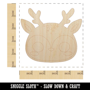 Charming Kawaii Chibi Deer Face Blushing Cheeks Unfinished Wood Shape Piece Cutout for DIY Craft Projects