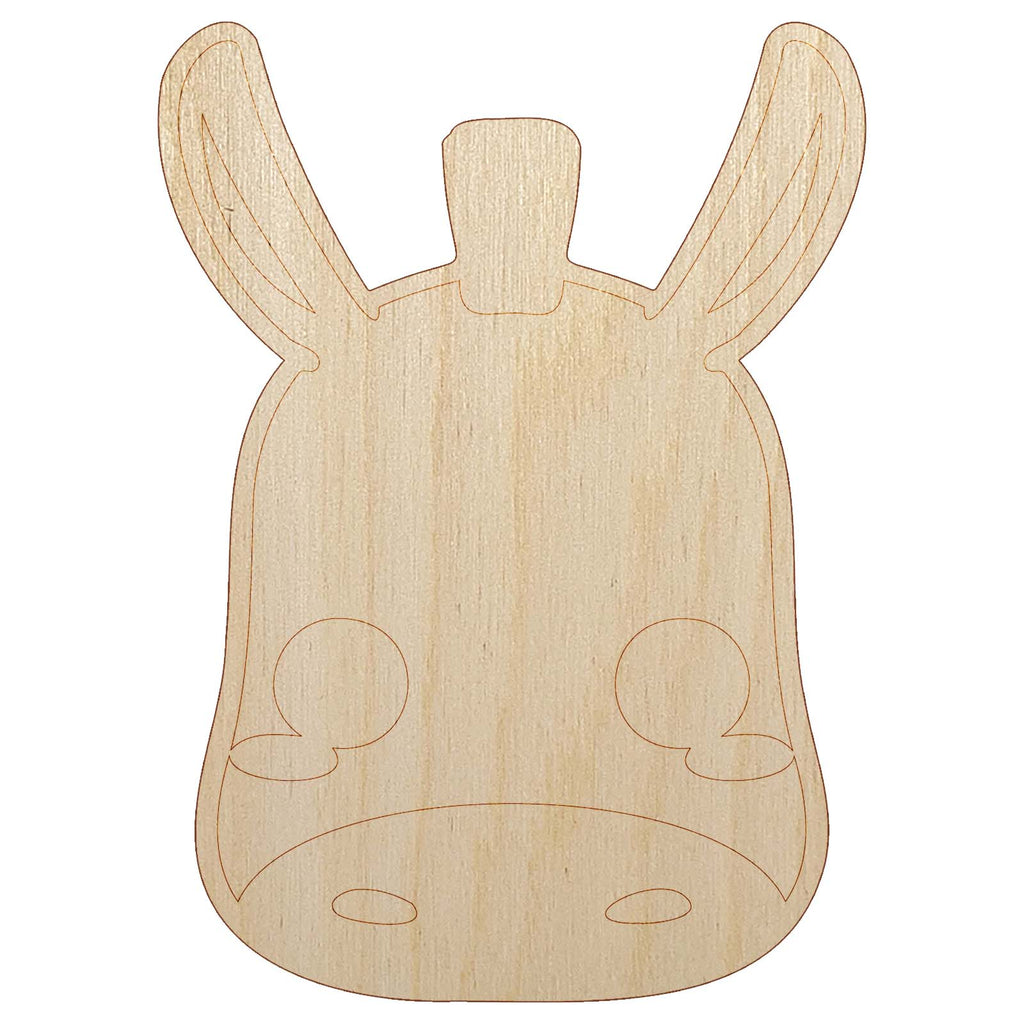 Charming Kawaii Chibi Donkey Mule Face Blushing Cheeks Farm Unfinished Wood Shape Piece Cutout for DIY Craft Projects