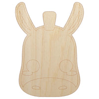 Charming Kawaii Chibi Donkey Mule Face Blushing Cheeks Farm Unfinished Wood Shape Piece Cutout for DIY Craft Projects