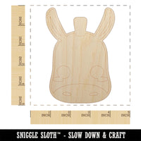 Charming Kawaii Chibi Donkey Mule Face Blushing Cheeks Farm Unfinished Wood Shape Piece Cutout for DIY Craft Projects