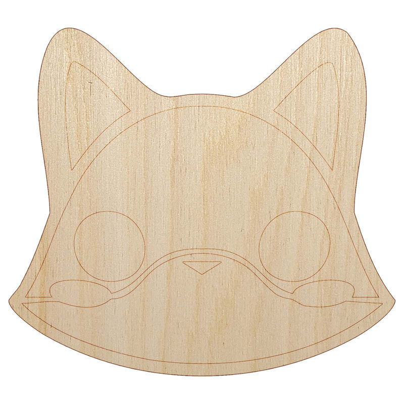 Charming Kawaii Chibi Fox Face Blushing Cheeks Unfinished Wood Shape Piece Cutout for DIY Craft Projects
