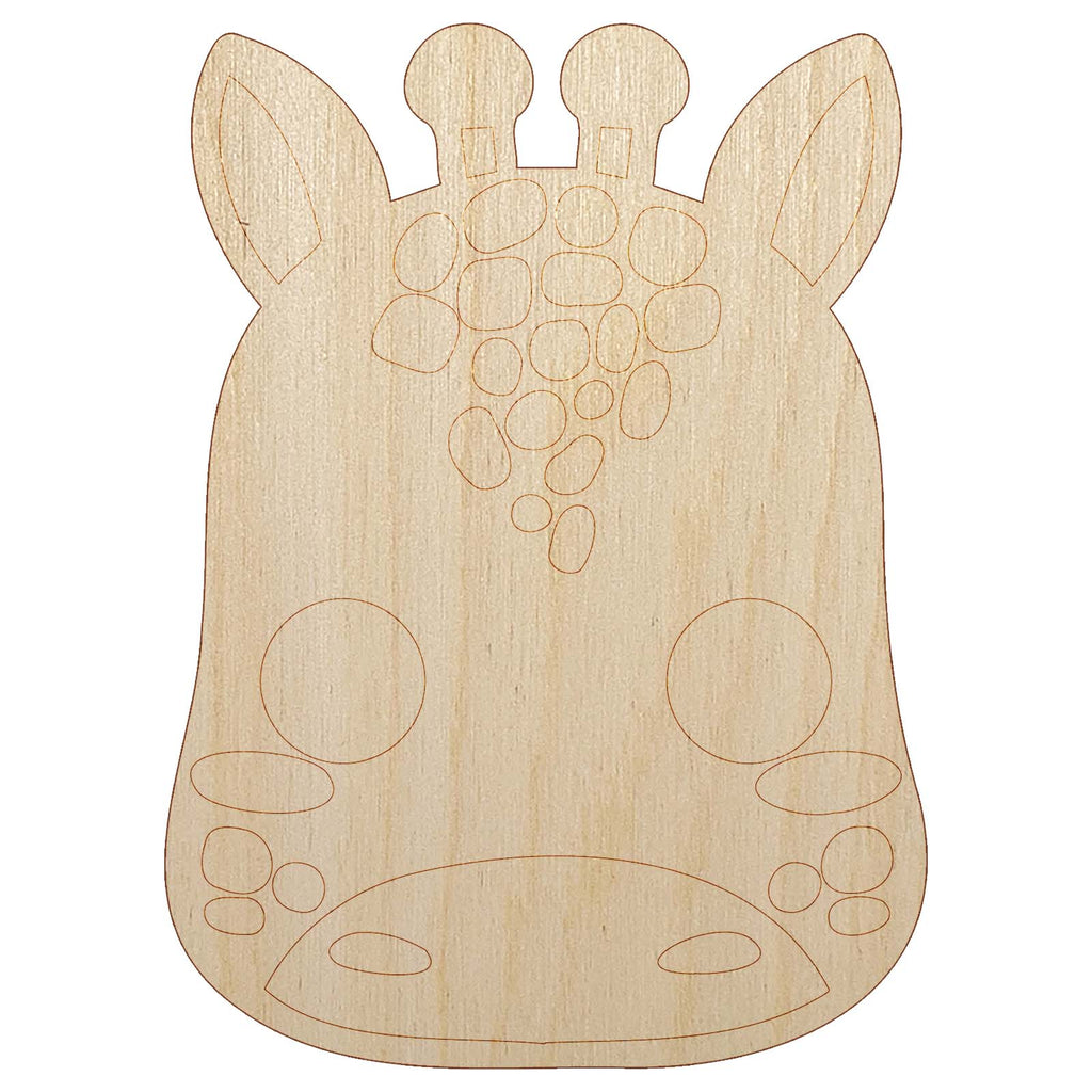 Charming Kawaii Chibi Giraffe Face Blushing Cheeks Unfinished Wood Shape Piece Cutout for DIY Craft Projects