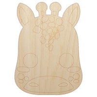 Charming Kawaii Chibi Giraffe Face Blushing Cheeks Unfinished Wood Shape Piece Cutout for DIY Craft Projects