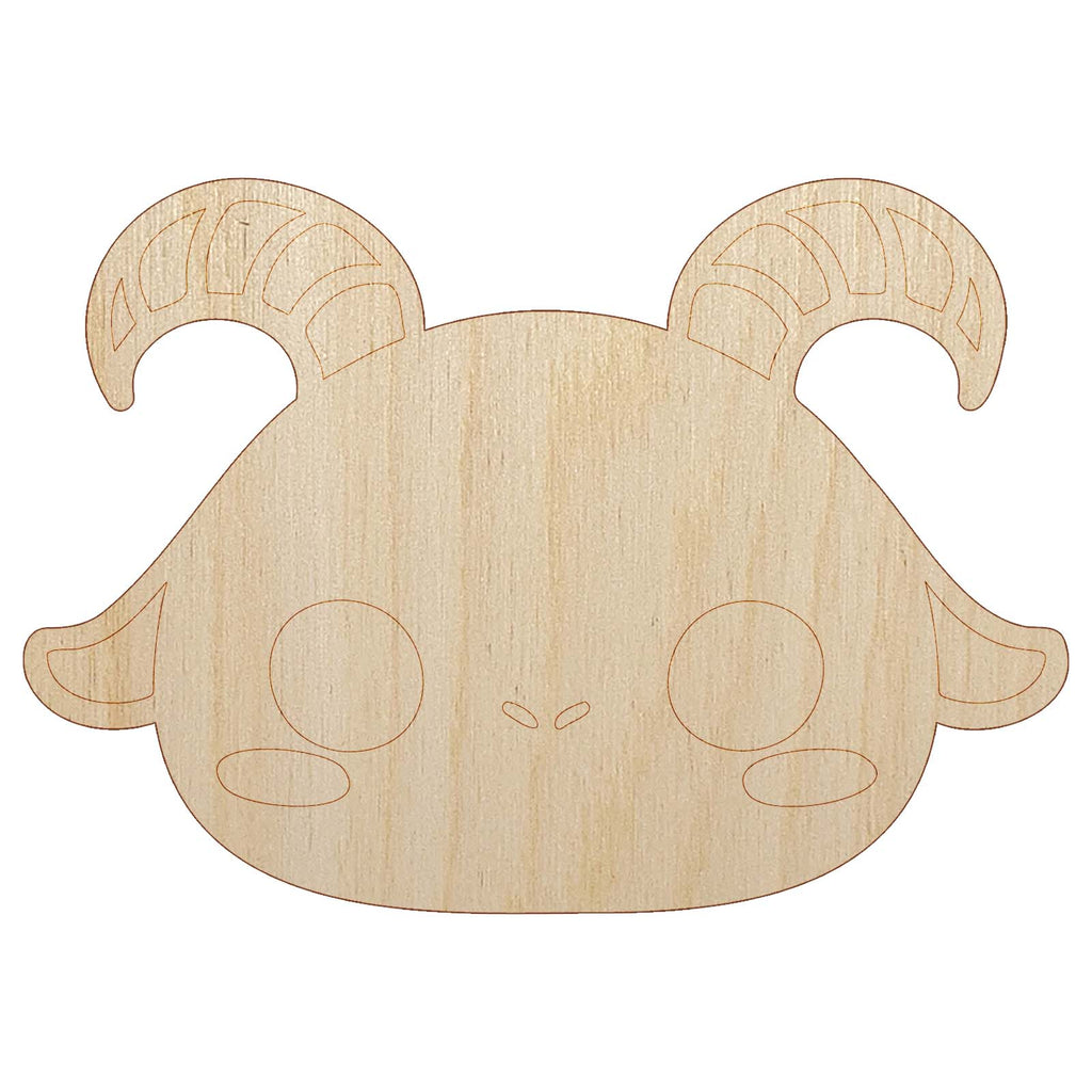 Charming Kawaii Chibi Goat Face Blushing Cheeks Unfinished Wood Shape Piece Cutout for DIY Craft Projects