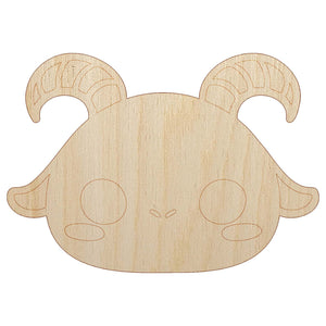 Charming Kawaii Chibi Goat Face Blushing Cheeks Unfinished Wood Shape Piece Cutout for DIY Craft Projects