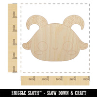 Charming Kawaii Chibi Goat Face Blushing Cheeks Unfinished Wood Shape Piece Cutout for DIY Craft Projects