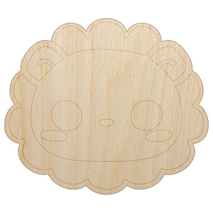 Charming Kawaii Chibi Lion Face Blushing Cheeks Unfinished Wood Shape Piece Cutout for DIY Craft Projects